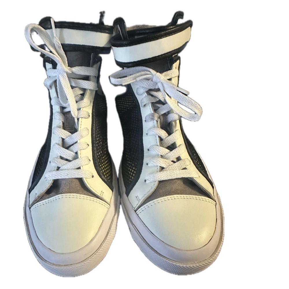 Diesel Black and White High-Top Suede and Leather Sneakers